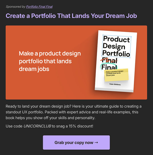 Another sponsor block on a permanent Unicorn Club issue page