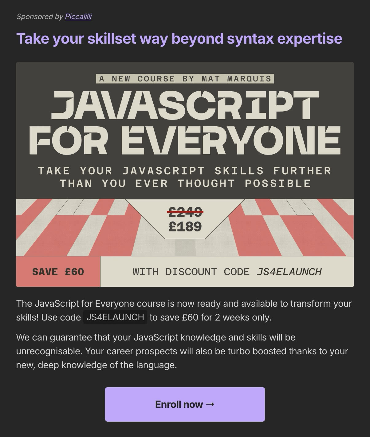 Example sponsor block in Wednesday's Unicorn Club email